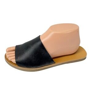 Steve Madden Grace‎ Womens 7.5 Black Leather Slide Sandals Slip On Shoes